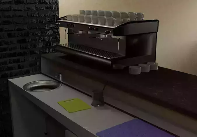  Simple coffee machine PBR game-ready