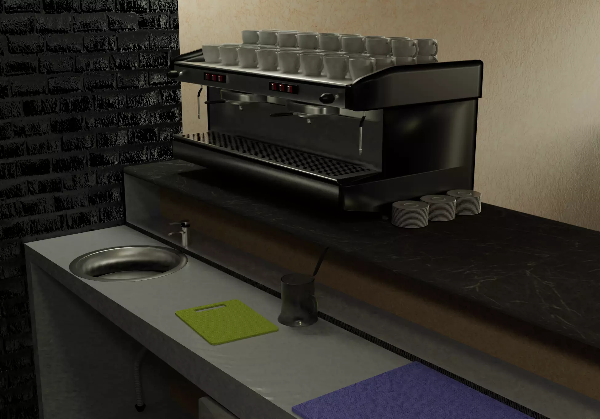 Simple coffee machine PBR game-ready Free low-poly 3D model