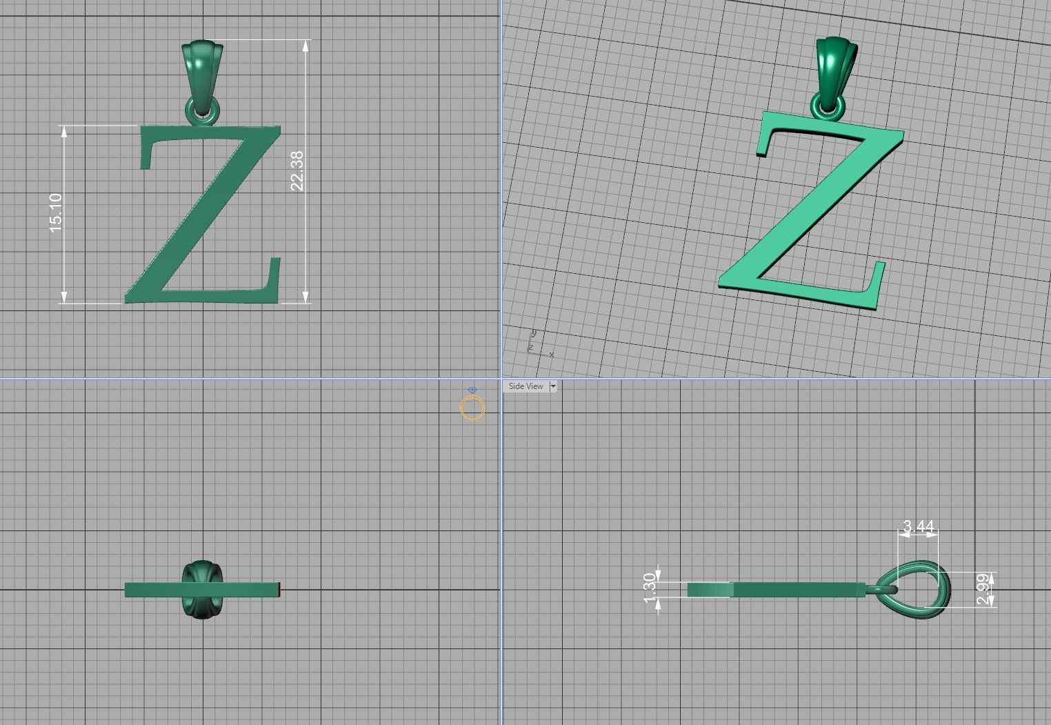 Z INITIAL LETTER NECKLACE printable 3dmodel 3D print model 3D print model_7