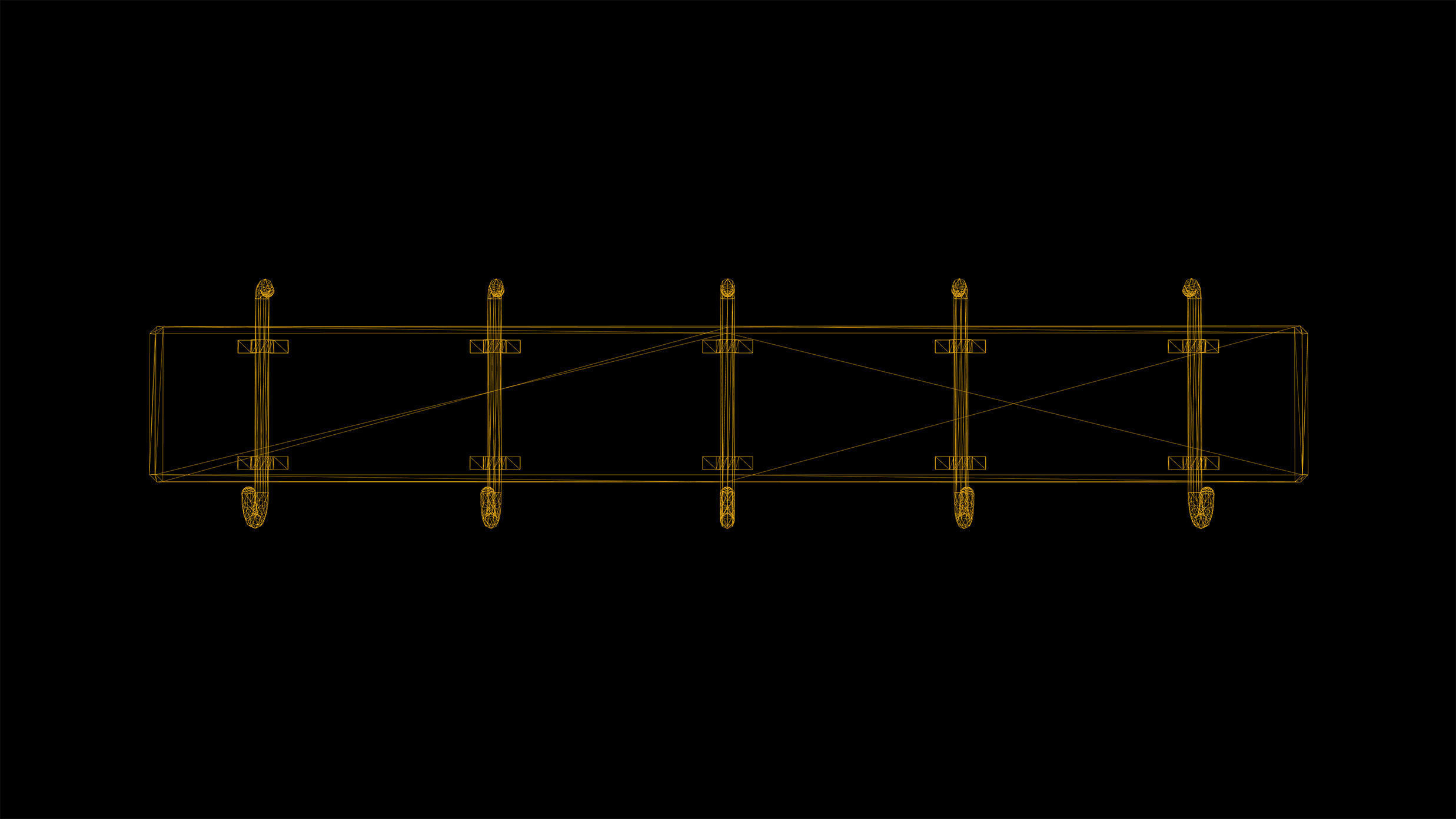 Hanger Game Ready wooden coat rack with hooks Low-poly 3D model_4