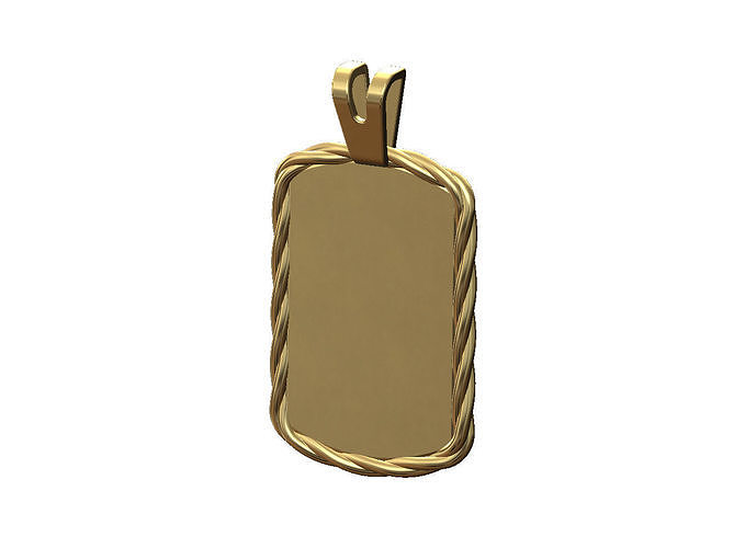 Braided wire engravable Dogtag pendant 3D print model