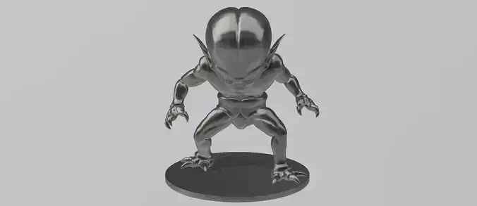Saibaman silver alien statue