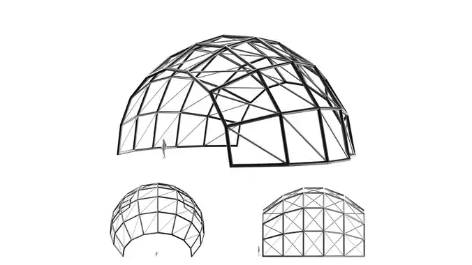 Dome with diagonals wireframe Structure