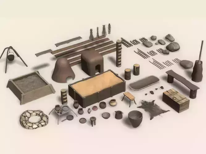 Medieval home assets pack - household items Low-poly 3D model Medieval home assets pack - household items Low-poly 3D model