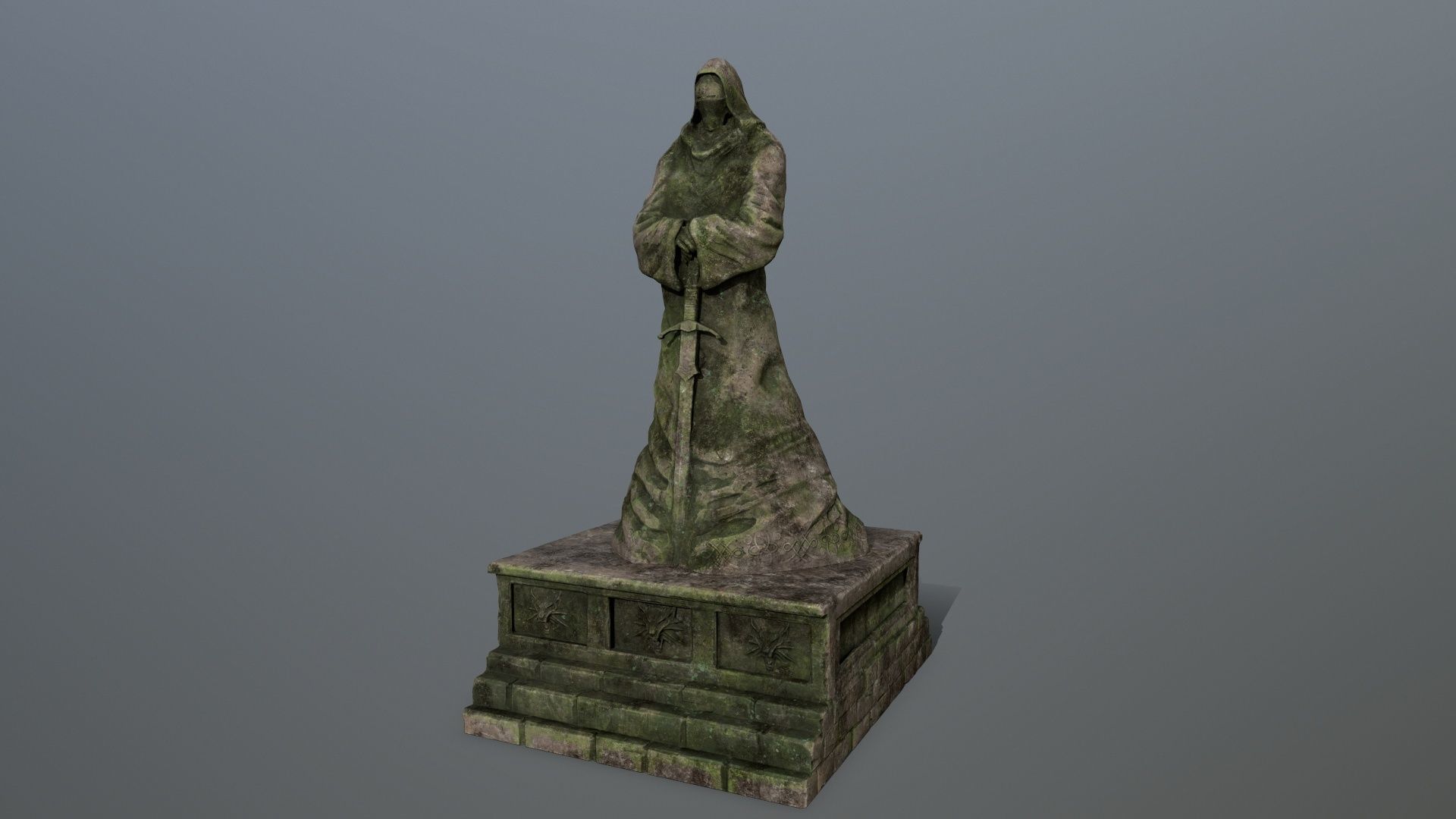 old statue 4 Low-poly 3D model_7