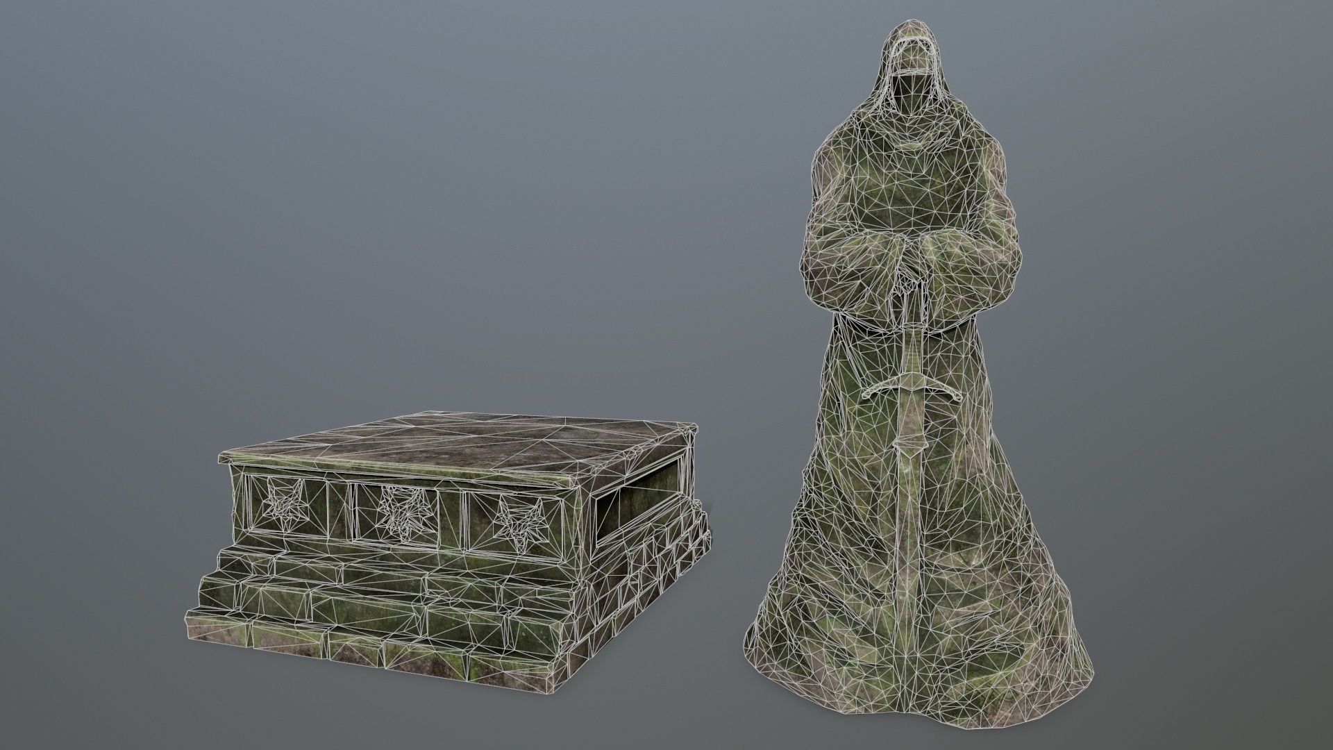 old statue 4 Low-poly 3D model_14