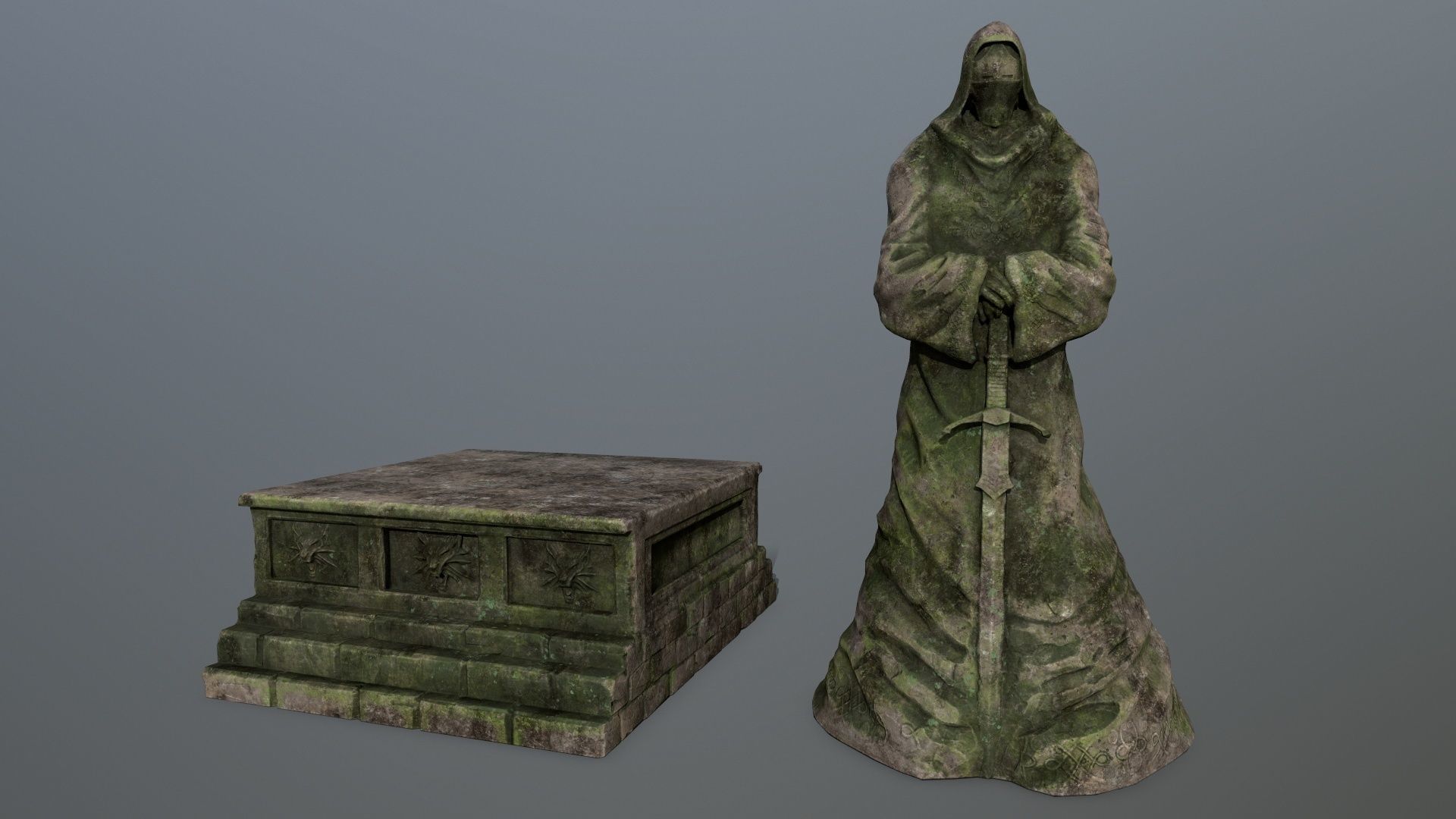 old statue 4 Low-poly 3D model_13