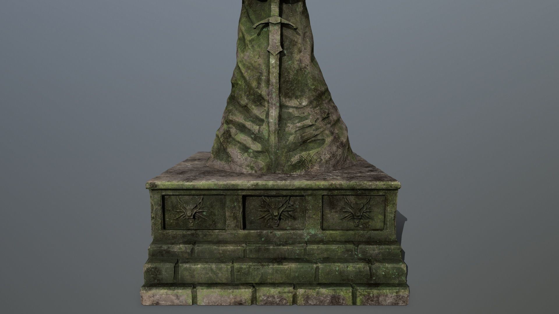 old statue 4 Low-poly 3D model_9