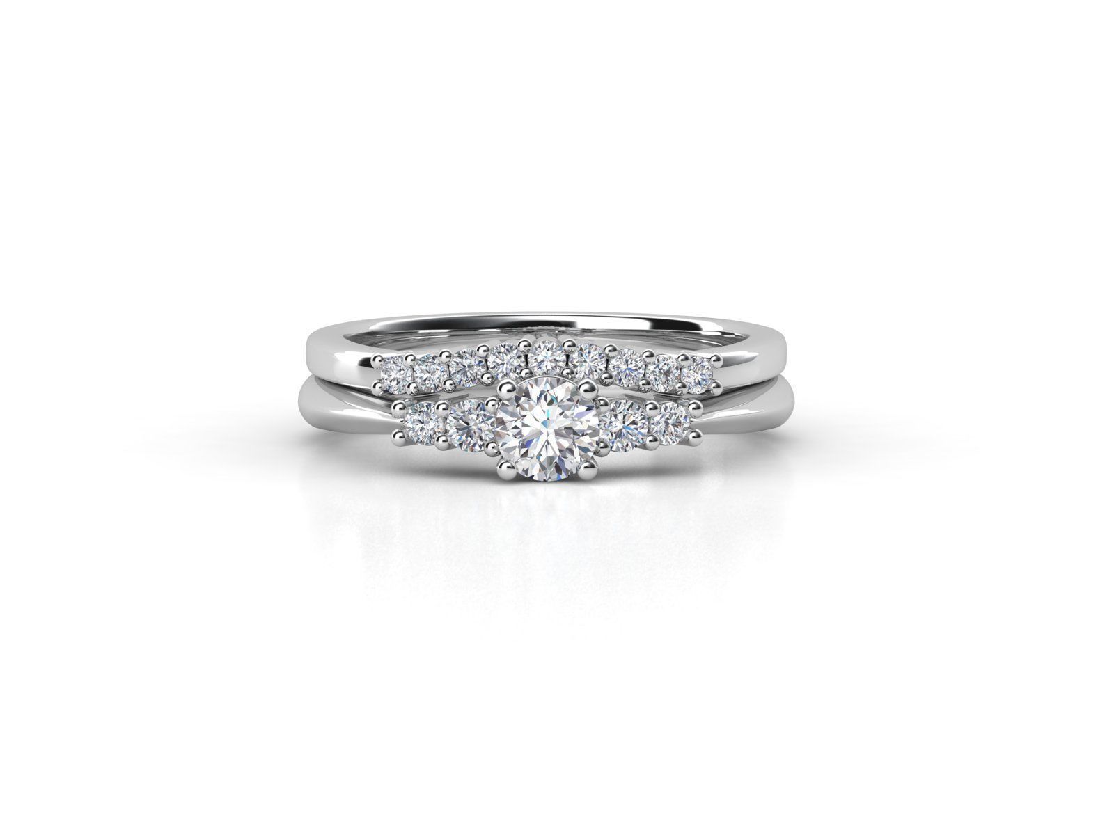 ZDR047 SET diamond engagement ring gold 3D print model_4