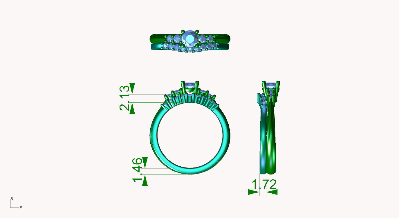 ZDR047 SET diamond engagement ring gold 3D print model_12