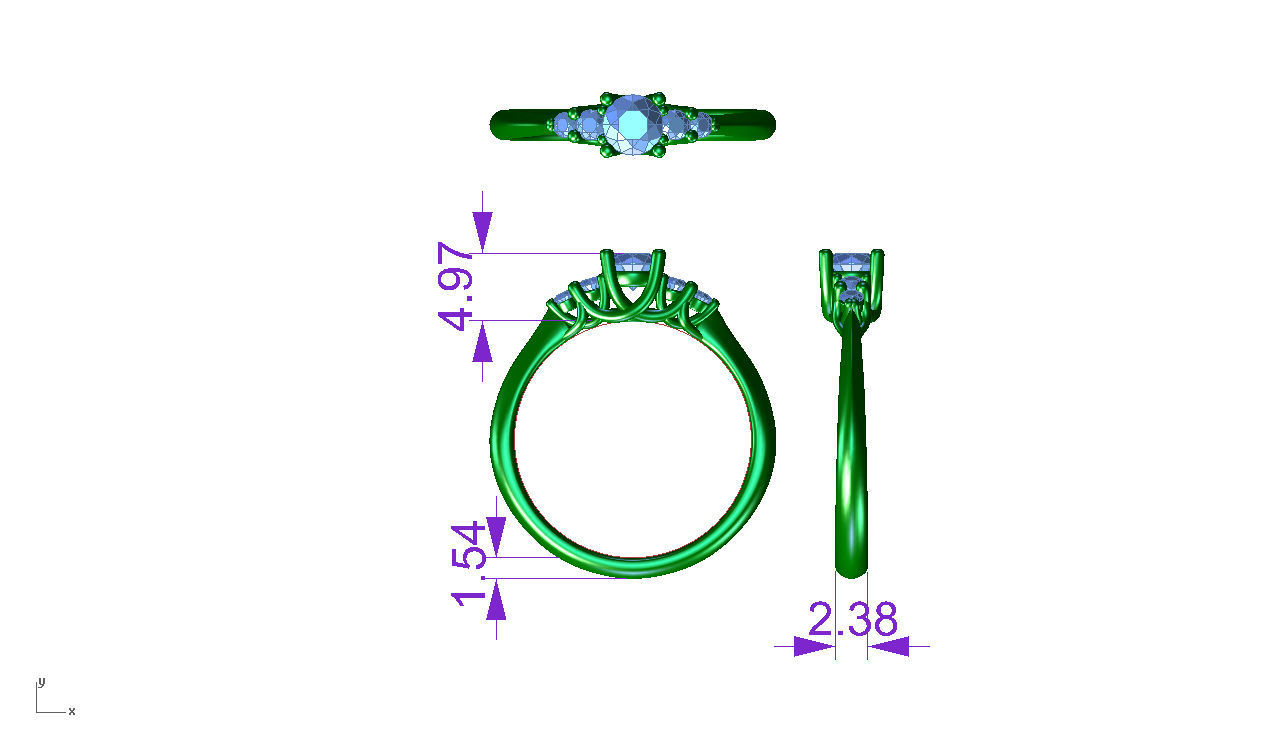ZDR047 SET diamond engagement ring gold 3D print model_9