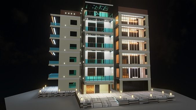 Residential Building Low-poly 3D model