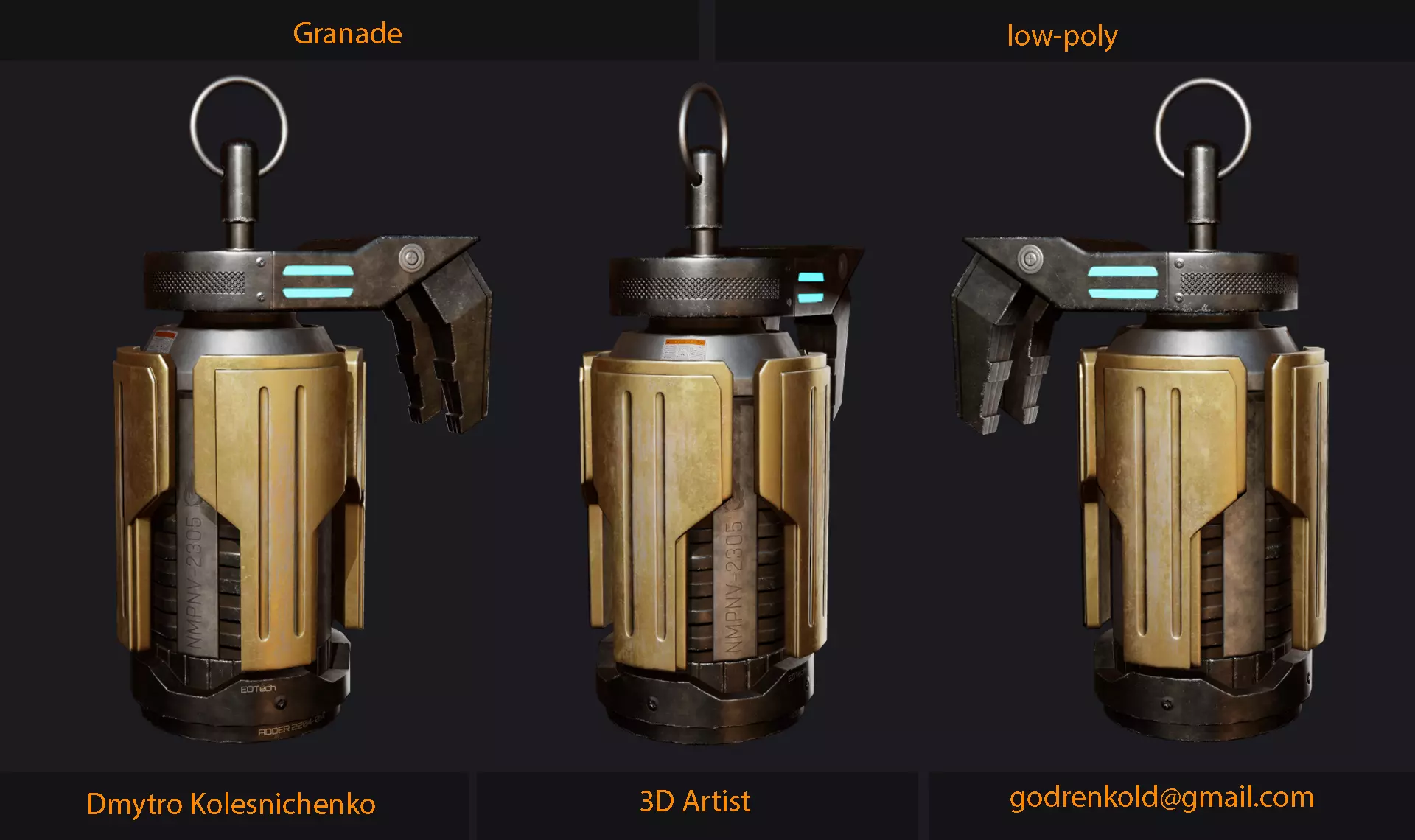Grenade sci-fi Low-poly 3D model_0