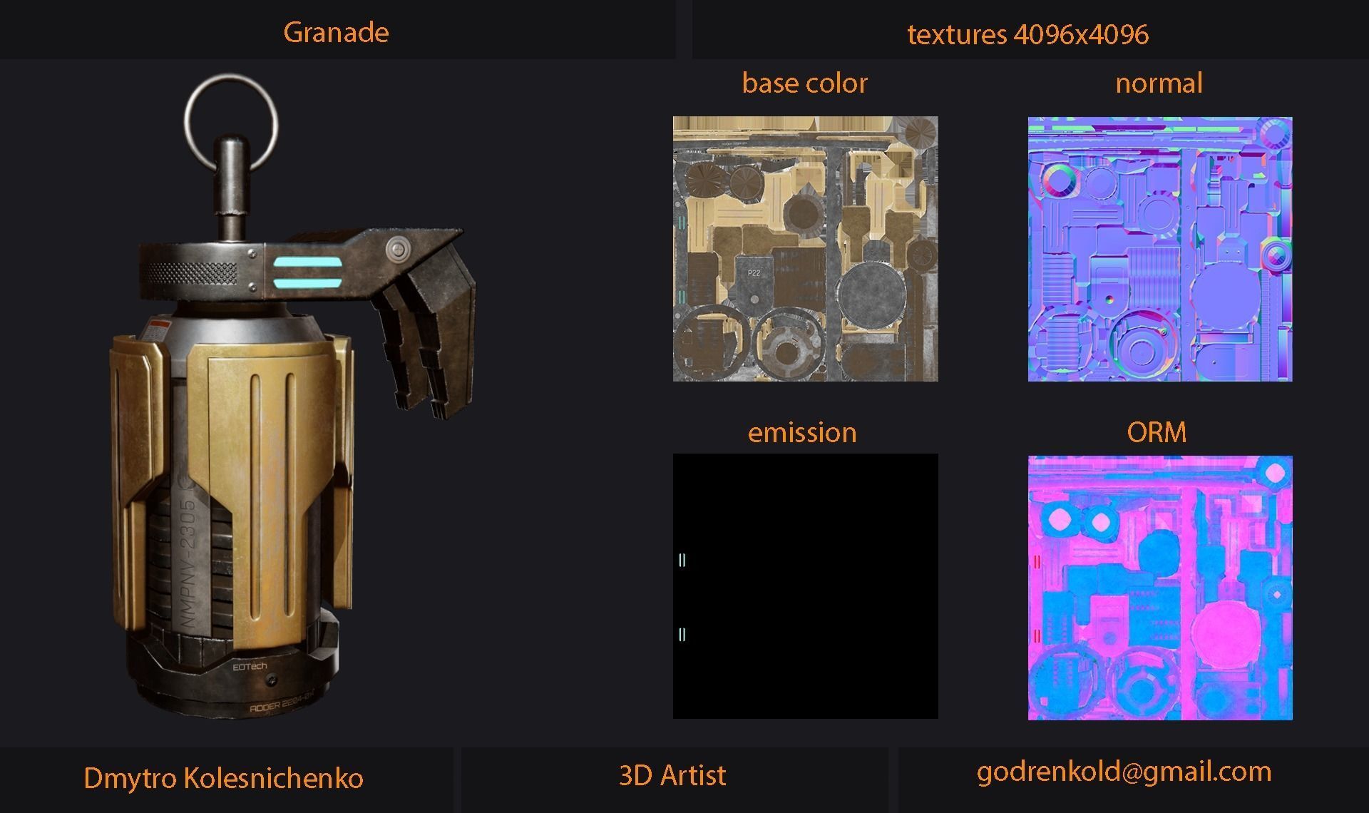 Grenade sci-fi Low-poly 3D model_4