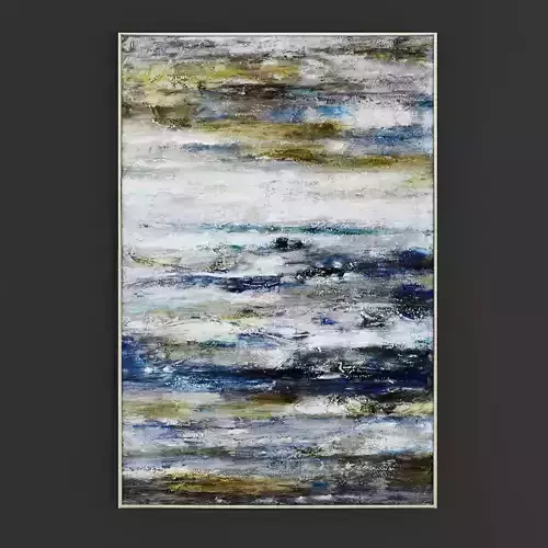 Pictures136 abstract painting of waves on wall 3D model