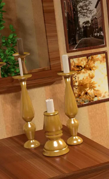 Candlesticks table with two and mirror Free 3D model_0