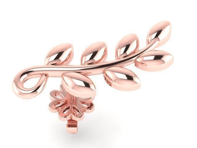 tiffany rose gold leaf shaped earring 3D print model