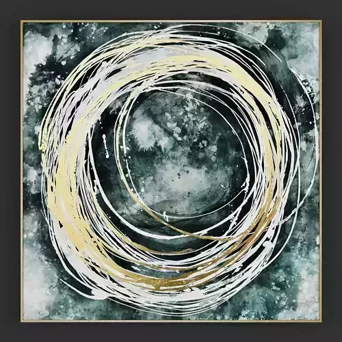 Pictures138 abstract painting with gold and swirls 3D model