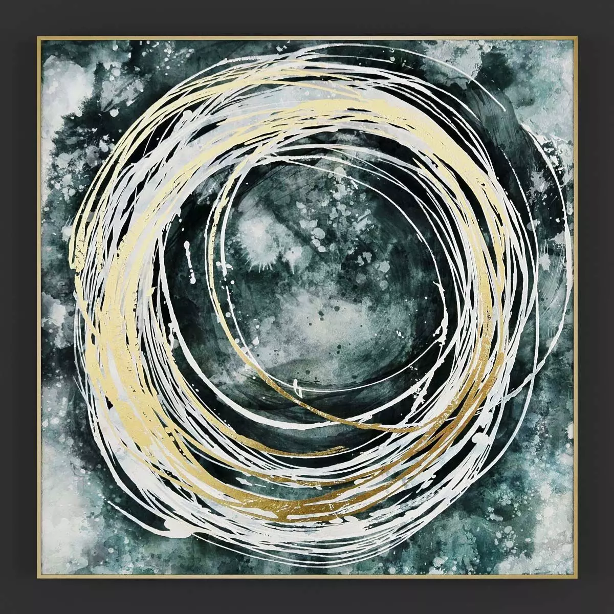 Pictures138 abstract painting with gold and swirls 3D model_0