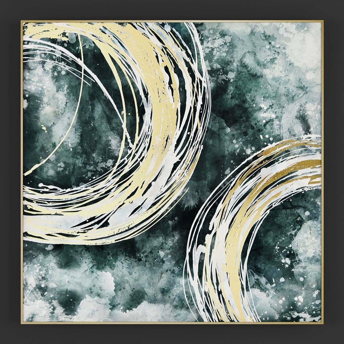 Pictures138 abstract painting with gold and swirls 3D model_1
