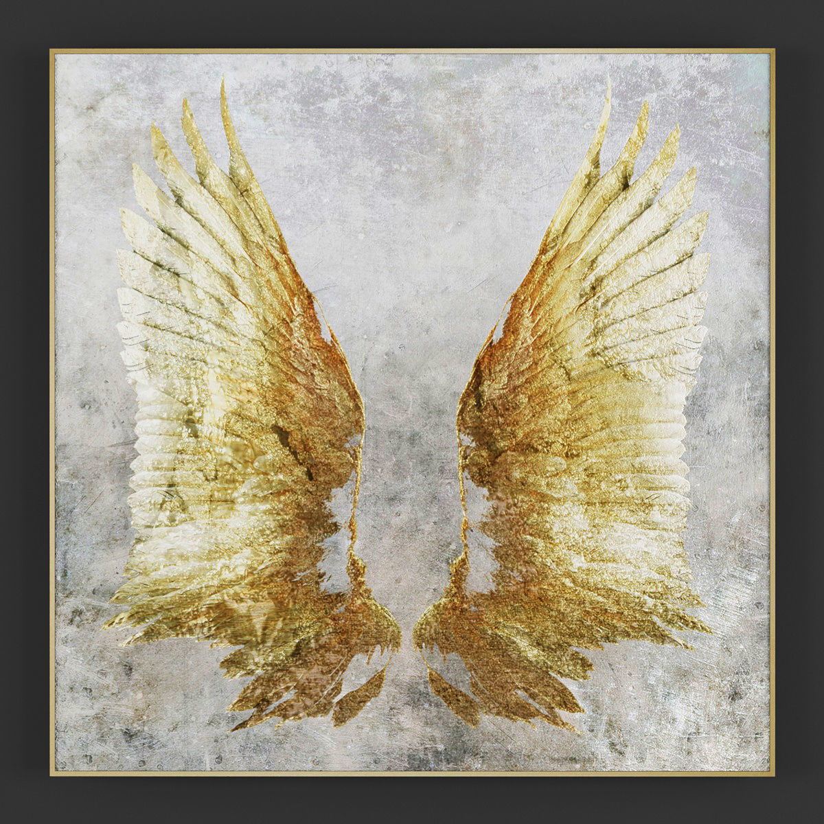Pictures140 gold angel wings wall art 3D model_2