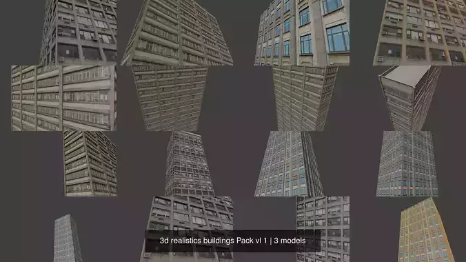 3d realistics buildings Pack vl 1 3D Model Collection