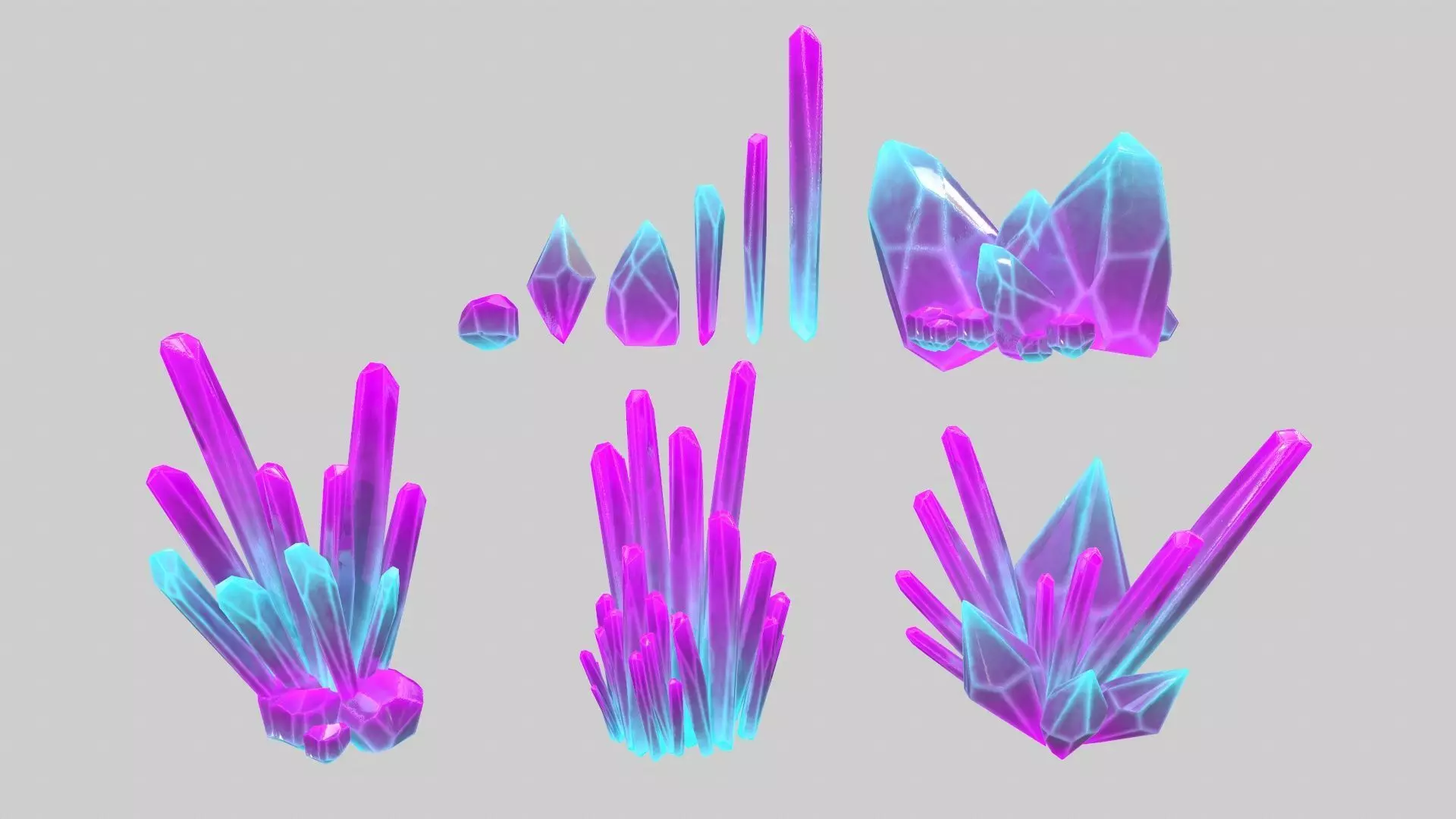 Crystal Set Low-poly 3D model_0