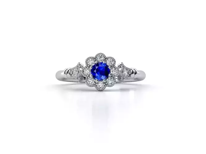 ZDR049 sapphire and diamond ring