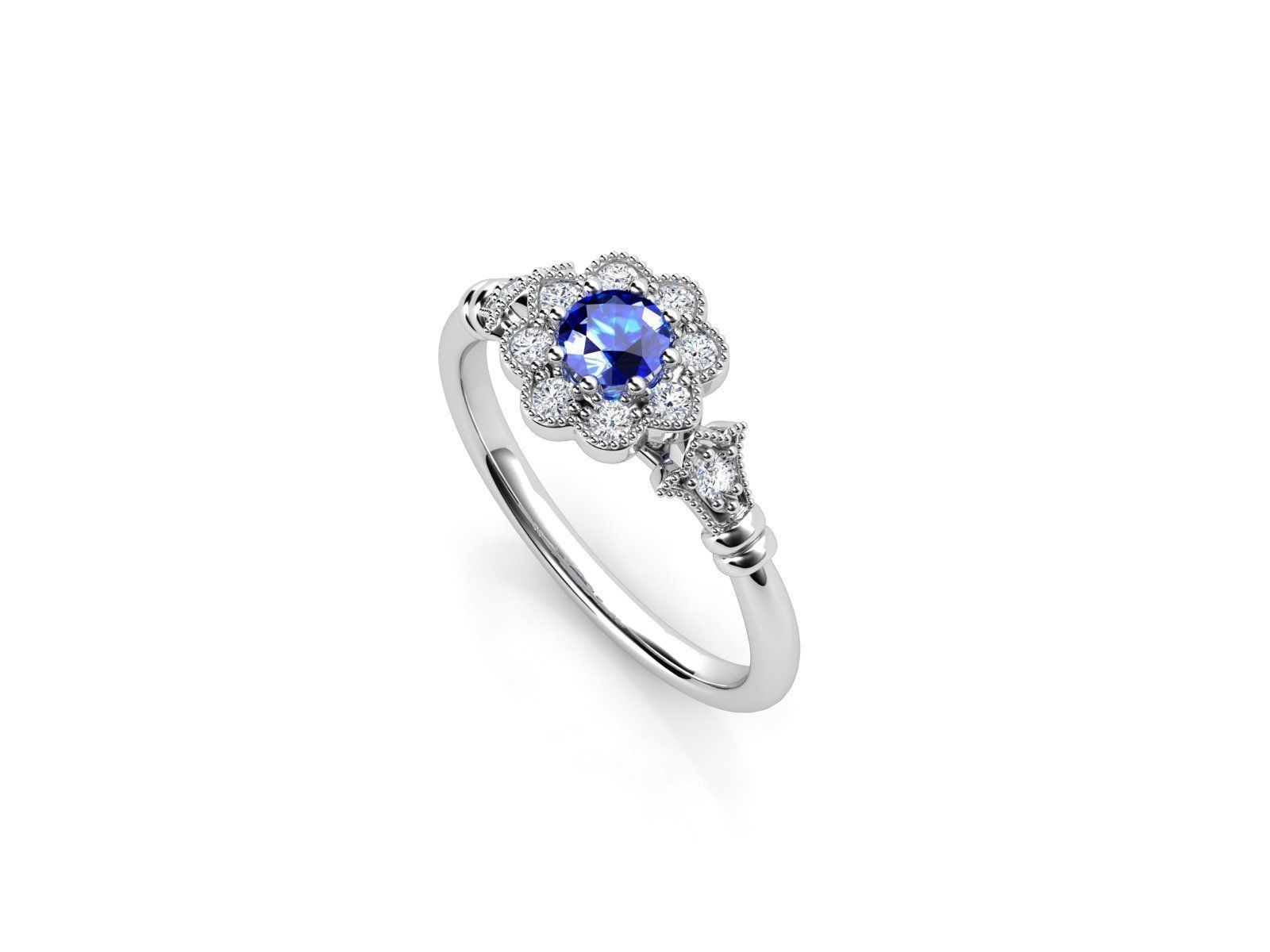 ZDR049 sapphire and diamond ring 3D print model_2