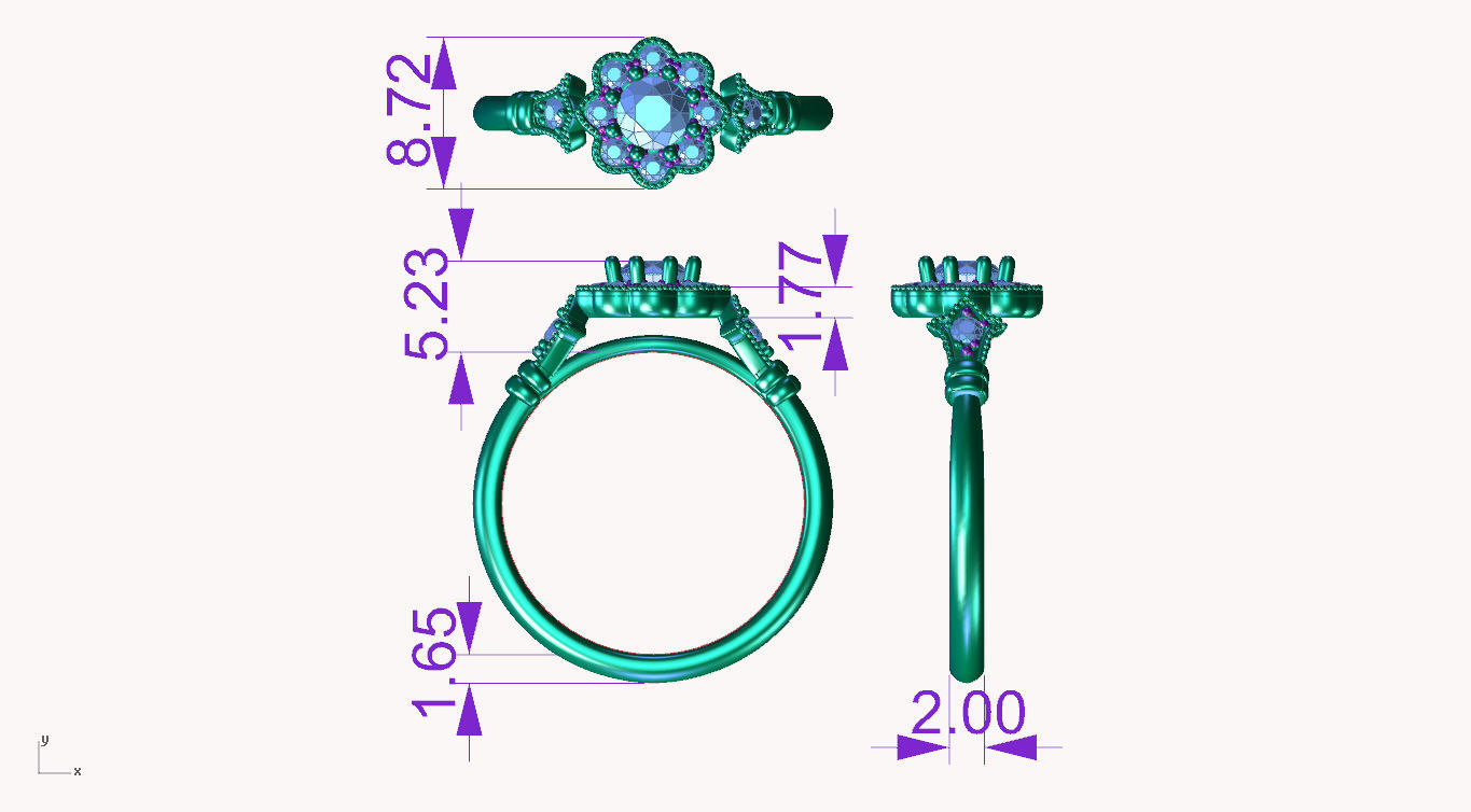 ZDR049 sapphire and diamond ring 3D print model_5