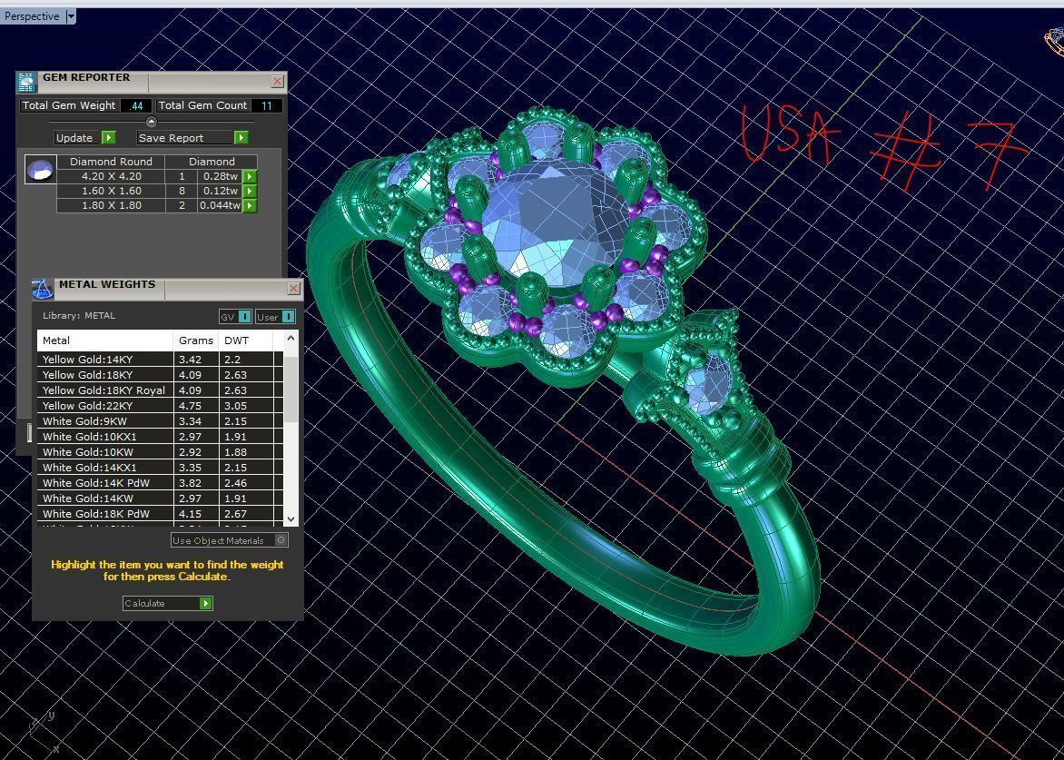 ZDR049 sapphire and diamond ring 3D print model_6