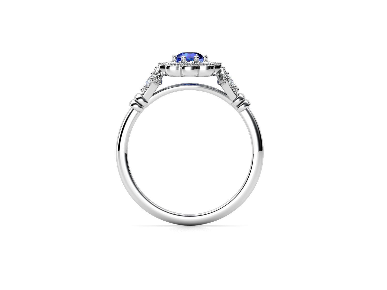 ZDR049 sapphire and diamond ring 3D print model_1
