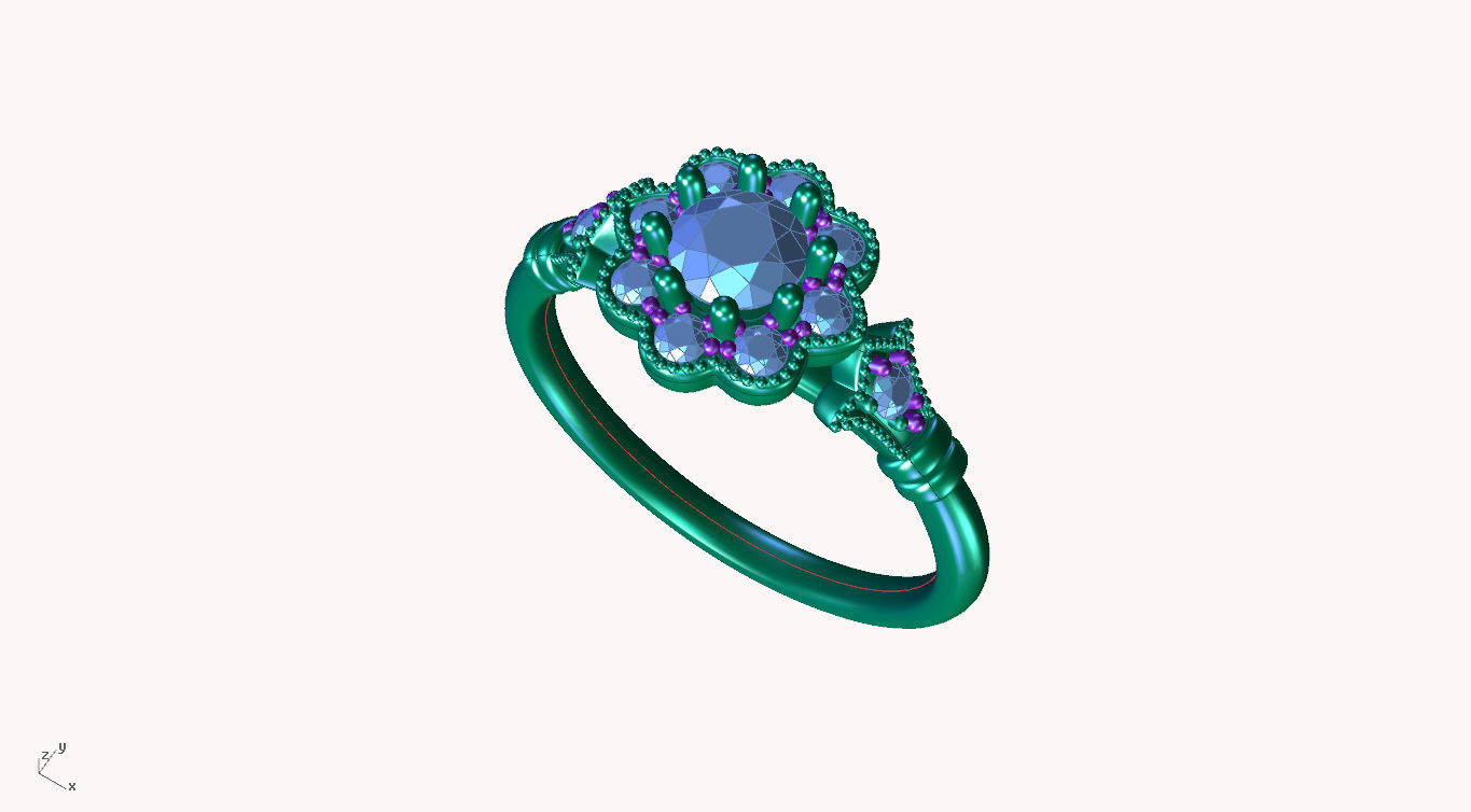 ZDR049 sapphire and diamond ring 3D print model_4