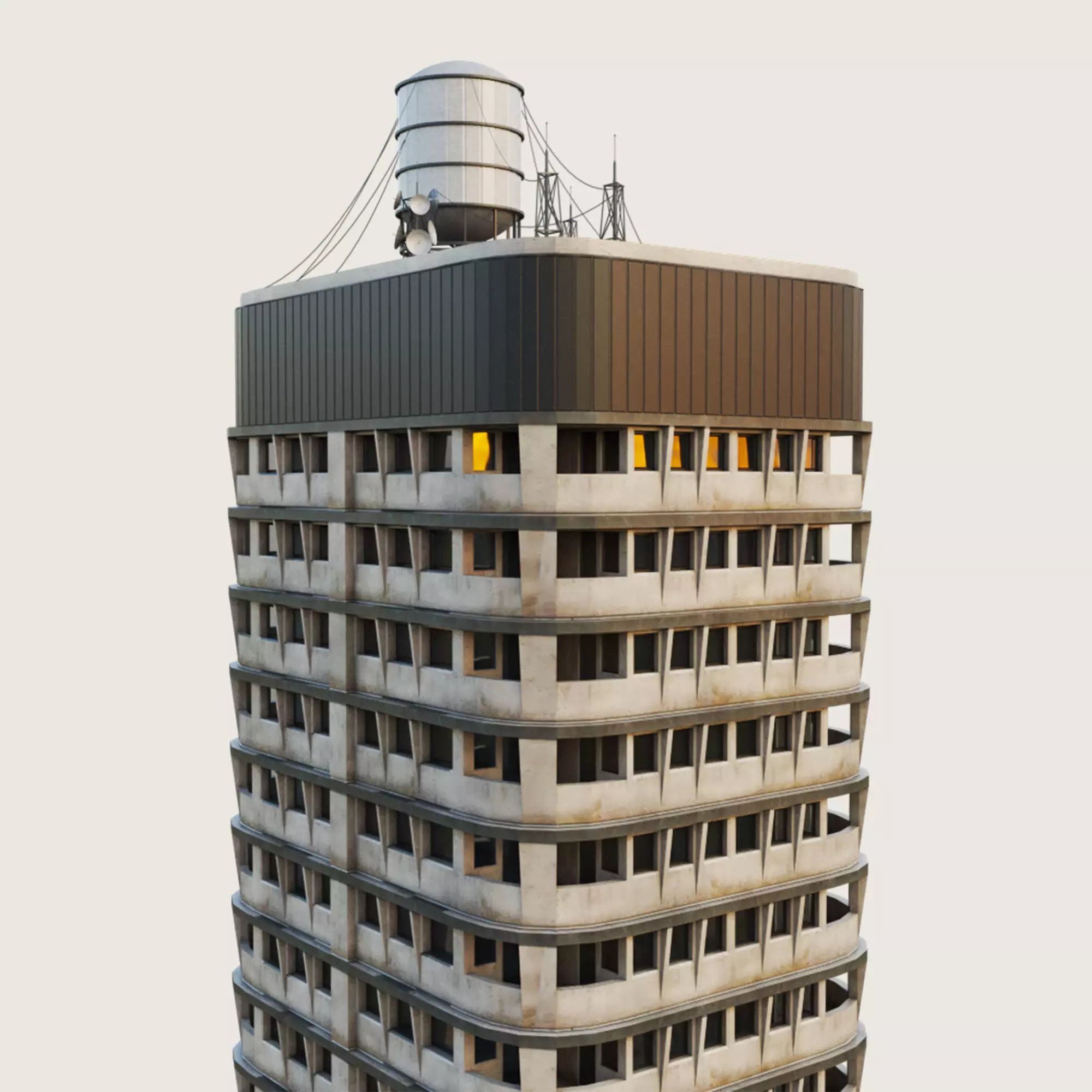 Building Skyscraper City Town Downtown Office Space Work Street Low-poly 3D model_0