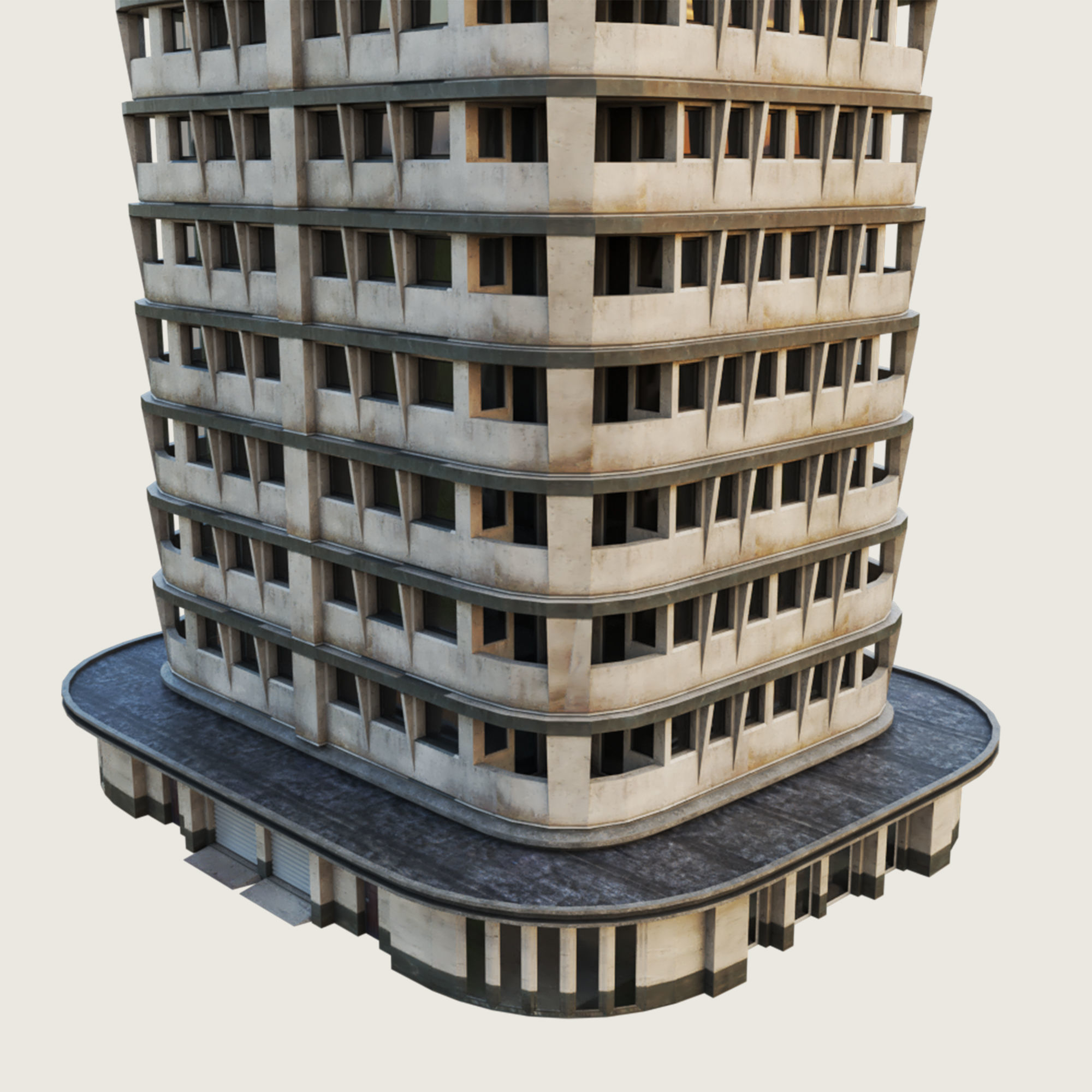 Building Skyscraper City Town Downtown Office Space Work Street Low-poly 3D model_5