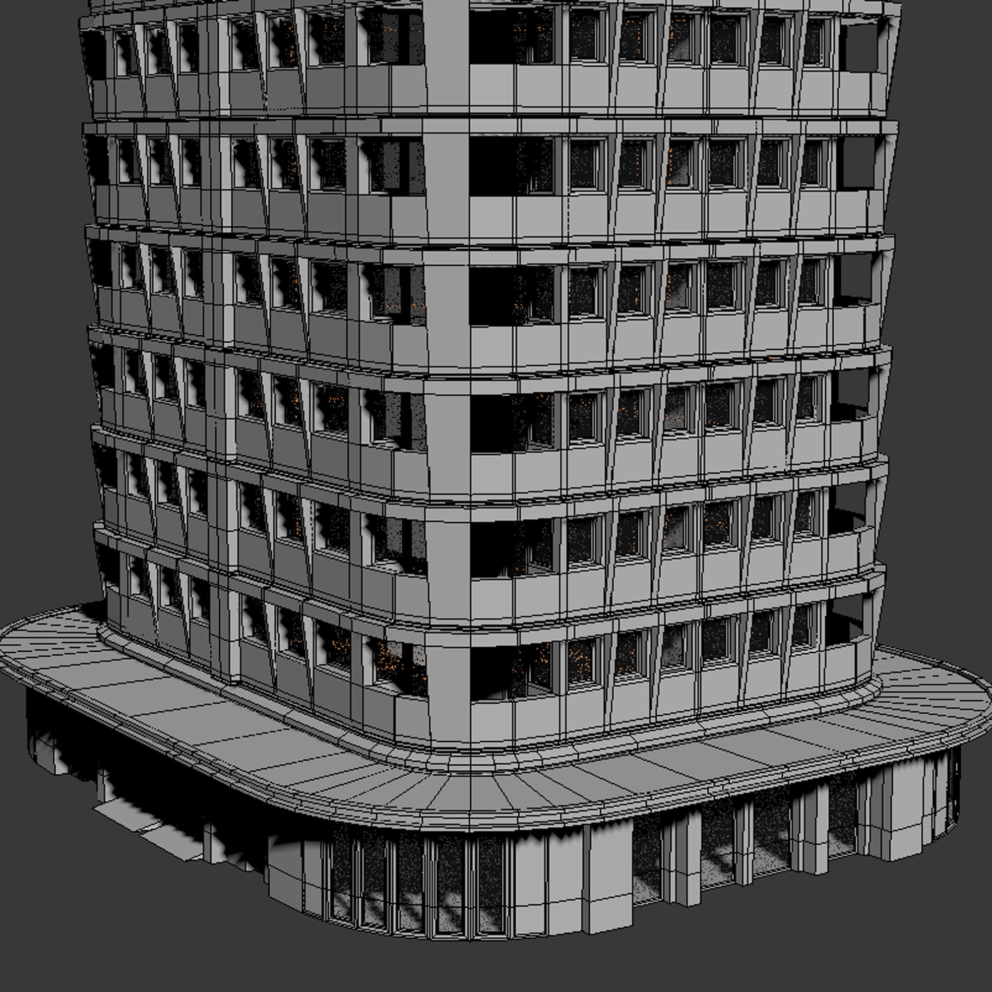 Building Skyscraper City Town Downtown Office Space Work Street Low-poly 3D model_8