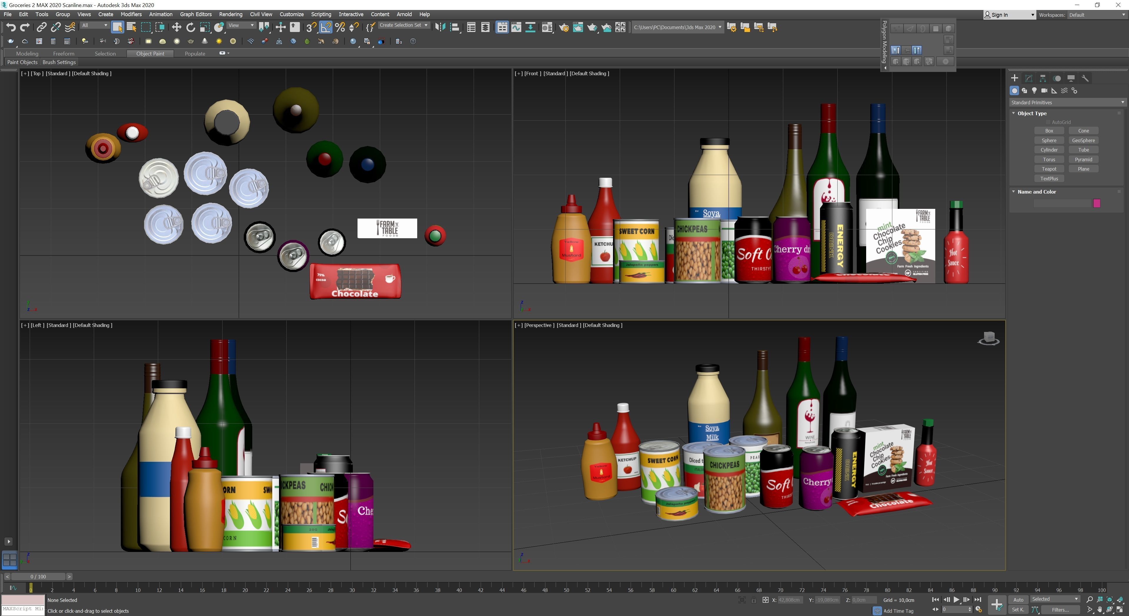 Groceries 2 cans and bottles Low-poly 3D model_8