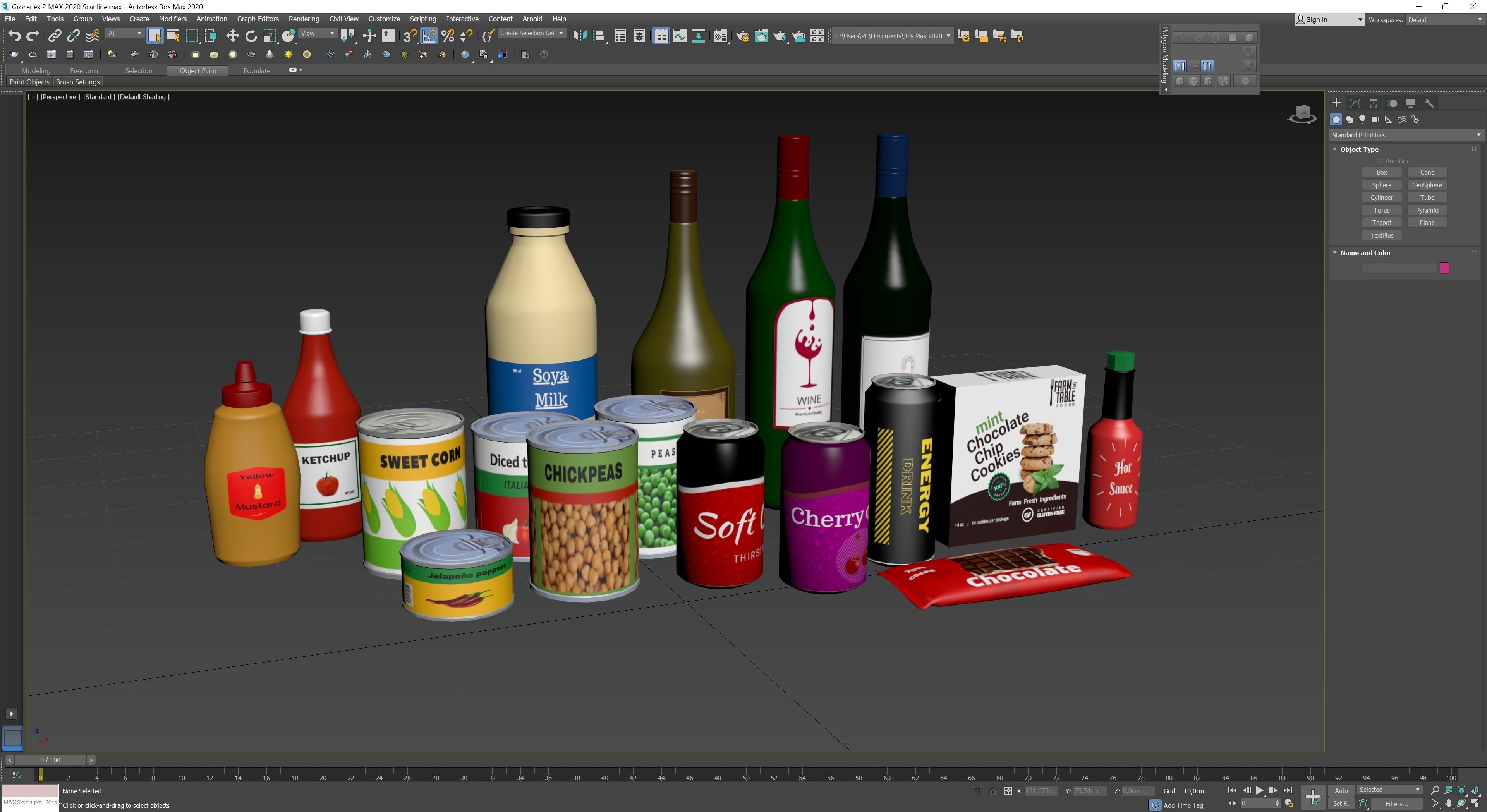 Groceries 2 cans and bottles Low-poly 3D model_9