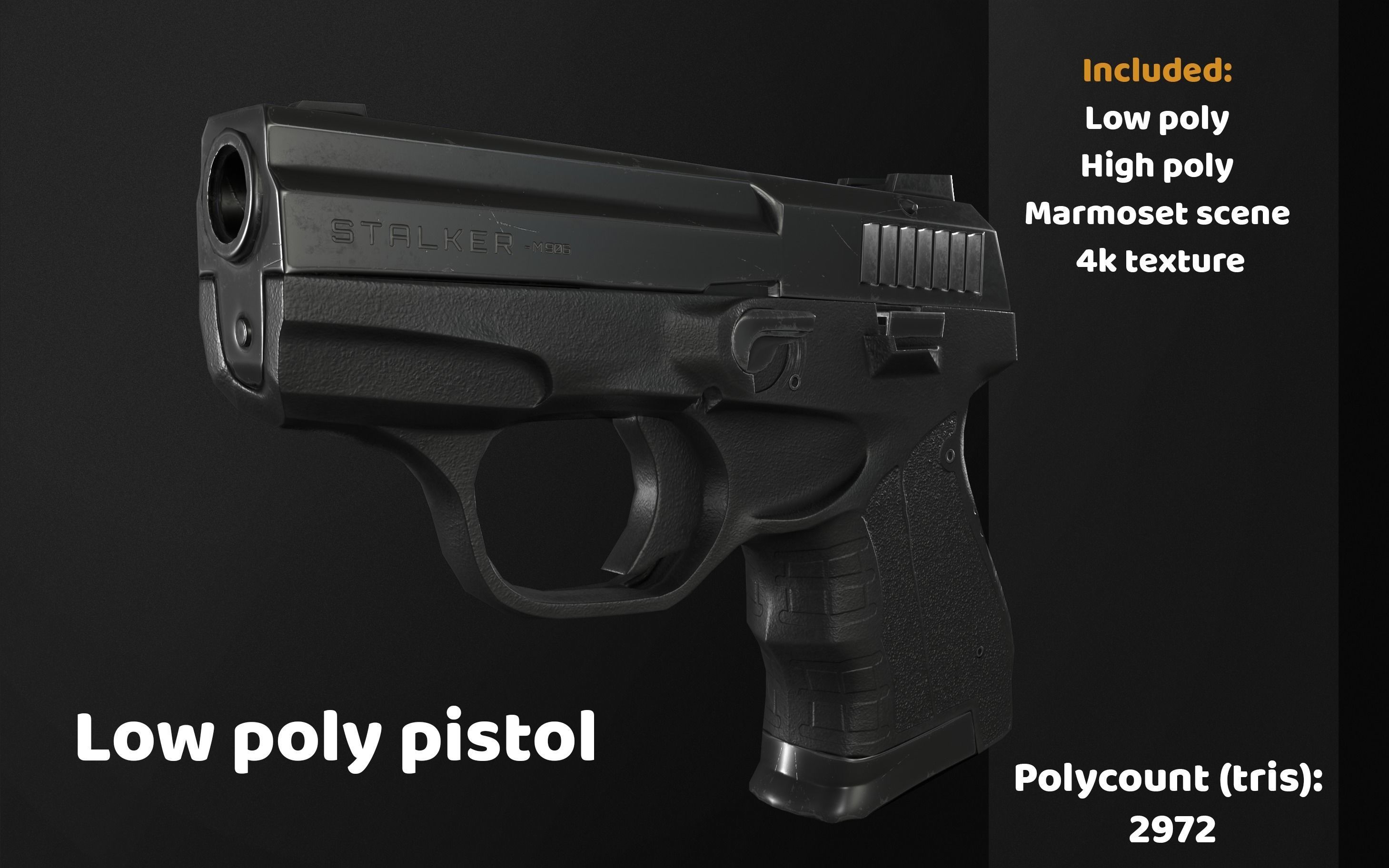 3D model Low poly pistol VR / AR / low-poly | CGTrader