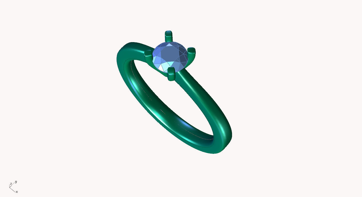 ZDR051 engagement ring with diamond in center 3D print model_4