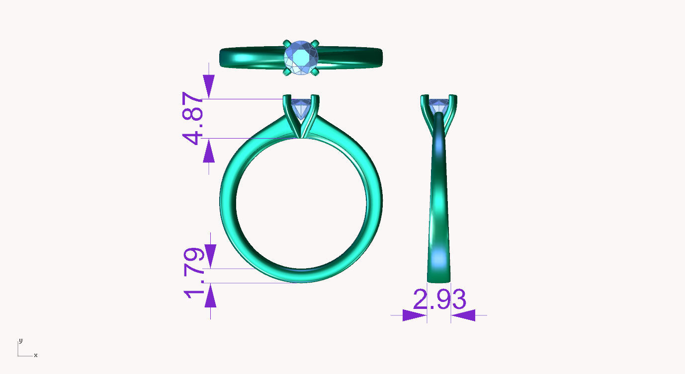 ZDR051 engagement ring with diamond in center 3D print model_5