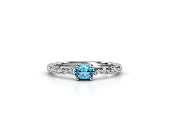 ZDR052 topaz and diamond ring 3D print model