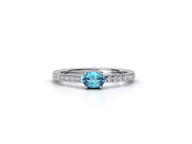 ZDR052 topaz and diamond ring 3D print model
