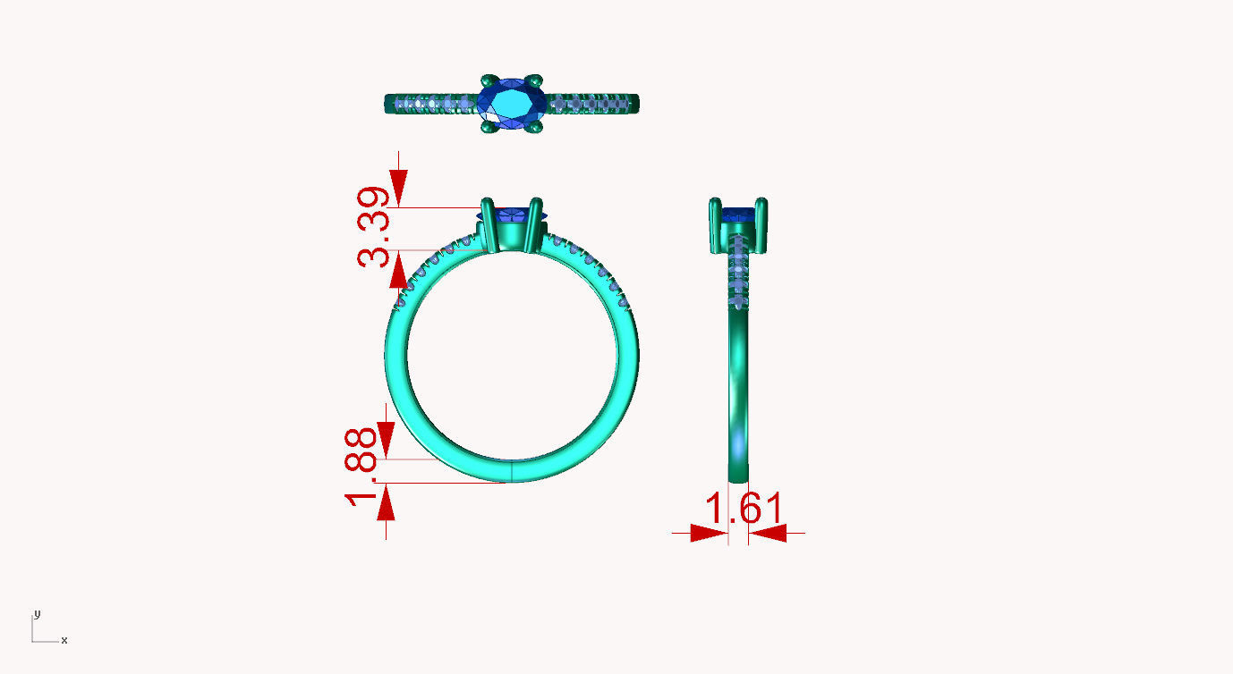 ZDR052 topaz and diamond ring 3D print model_4