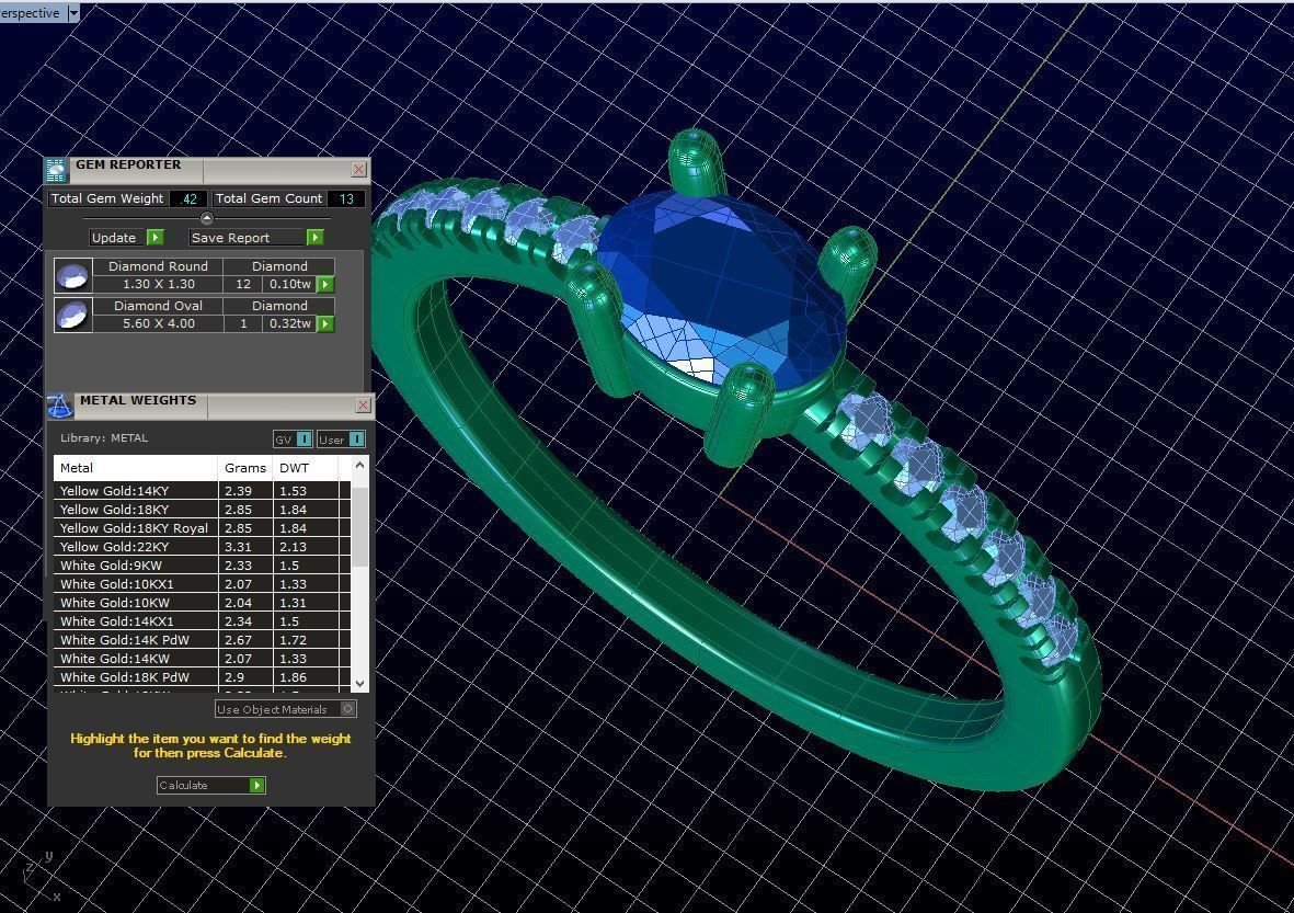 ZDR052 topaz and diamond ring 3D print model_6
