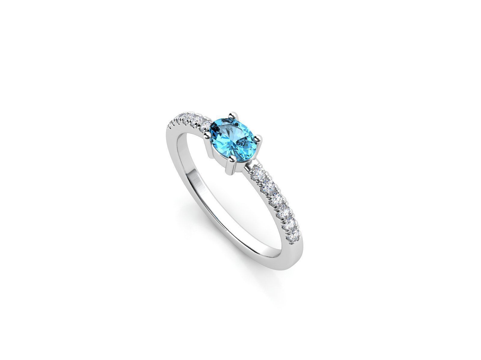 ZDR052 topaz and diamond ring 3D print model_2