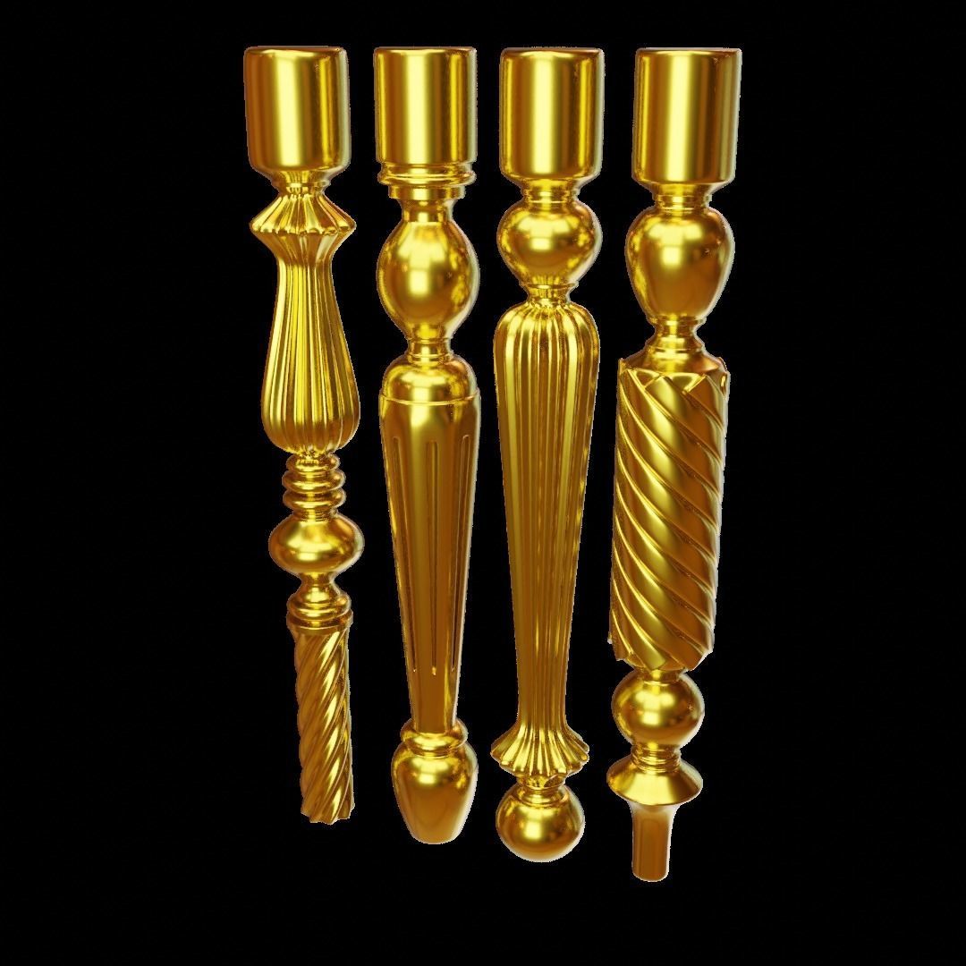 Balusters brass candlesticks 3D model_1