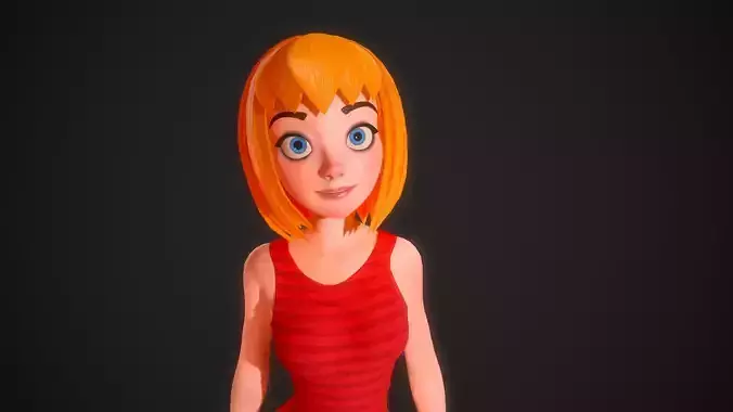 Girl stylized rigged low poly Low-poly 3D model
