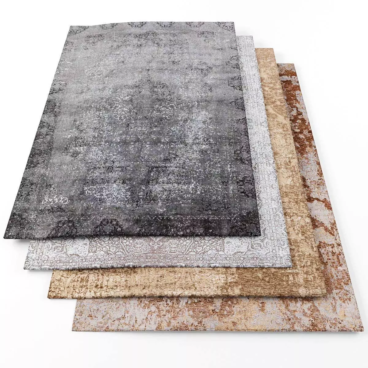 Rugs-1023 set of three rugs Low-poly 3D model_0