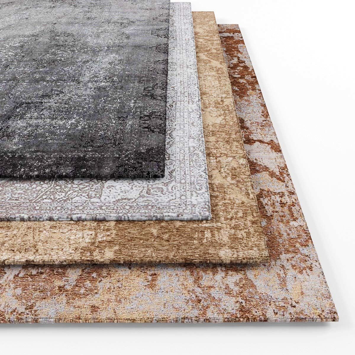 Rugs-1023 set of three rugs Low-poly 3D model_1